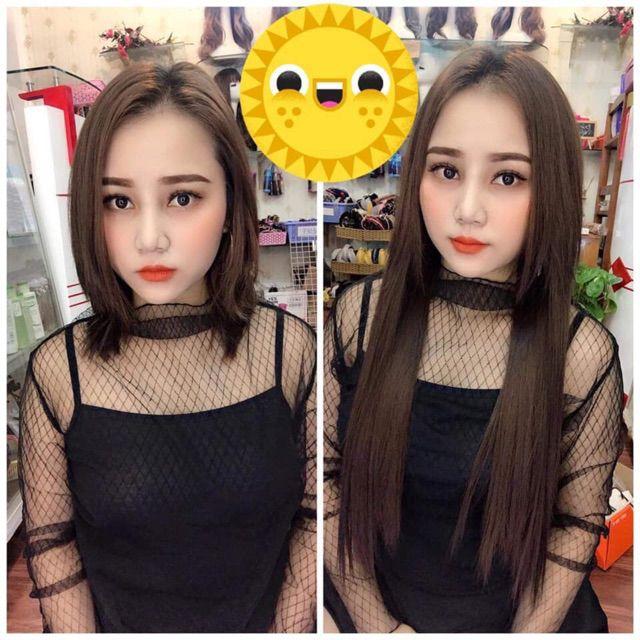 Tóc giả nữ đẹp kẹp U thẳng 60cm