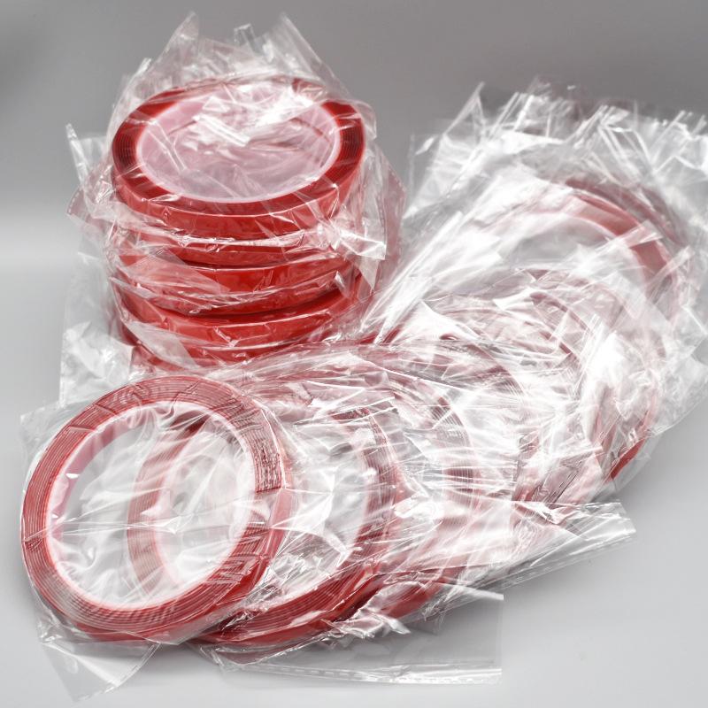 Băng keo đỏ 2 mặt 8mm trong suốt dán nailbox, băng dính tạo fan mi, đính mẫu móng siêu chắc làm nail