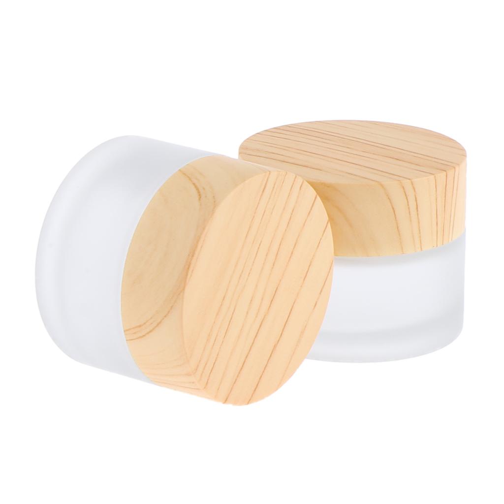 5/10/15/30/50g, Empty, Frosted Glass Pot Jars, Cosmetic Containers, 2pcs