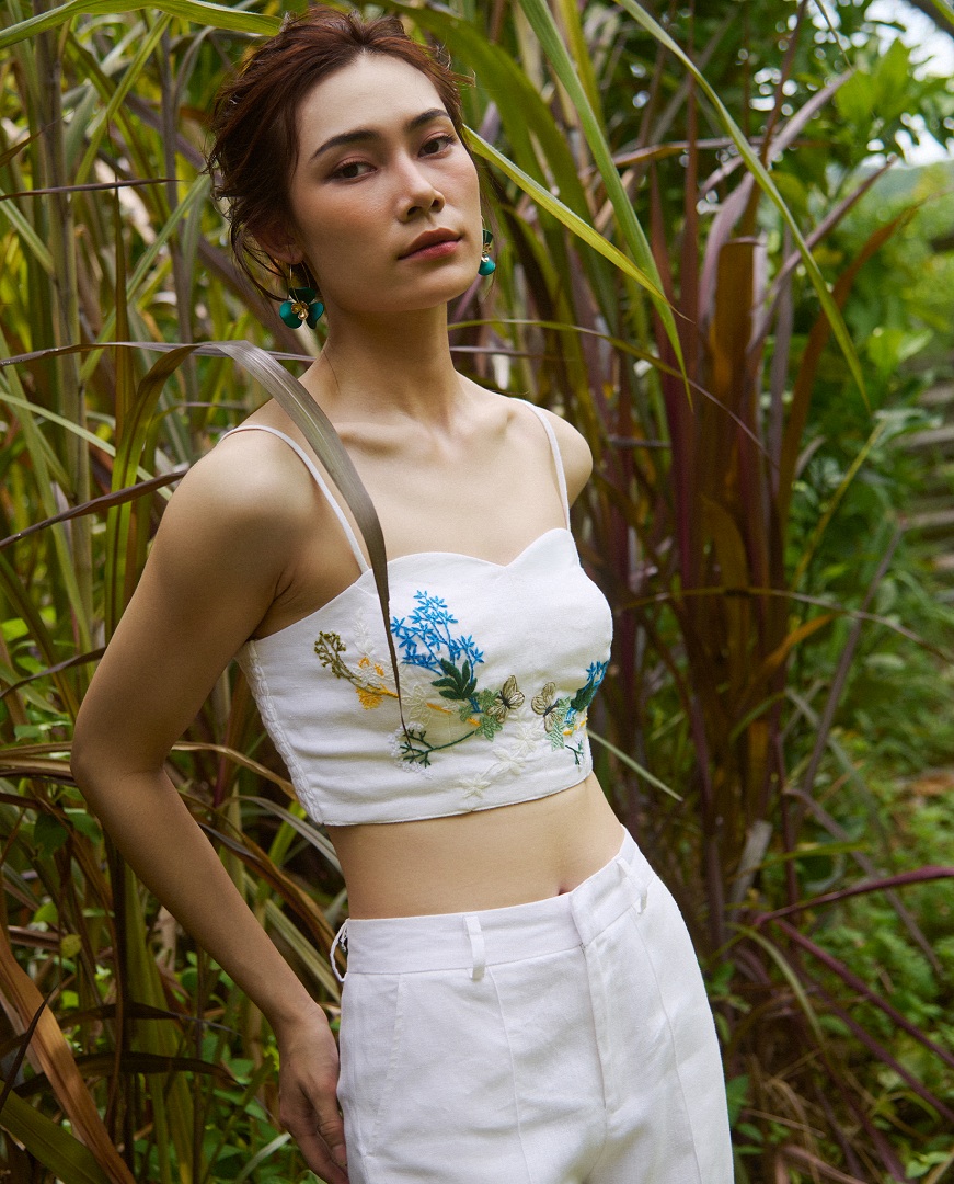 Áo Croptop Linen Thêu Tay Mơ TOP208 thời trang thiết kế Hity