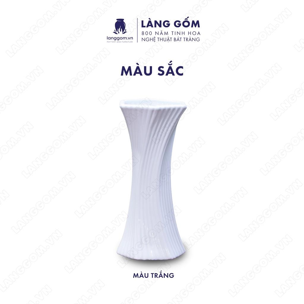 Bình hoa, lọ hoa Gốm sứ Bát Tràng cao cấp Men trắng ly xoắn dùng làm quà tặng, trang trí - Làng Gốm Bát Tràng