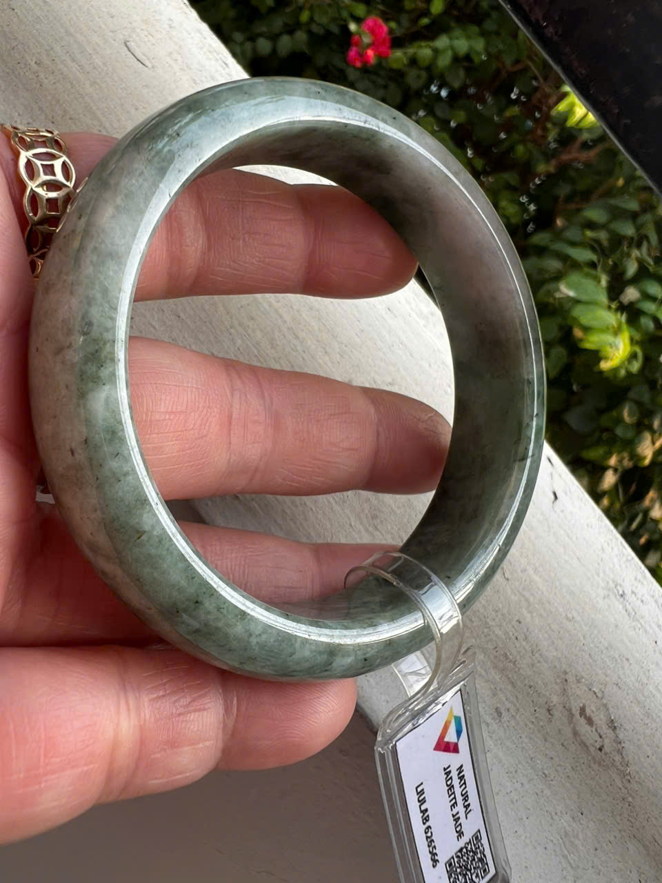 Vòng Tay Nữ Đá Cẩm Thạch Tự Nhiên Bản Hẹ Type A Ni 56mm Cao 14mm Dầy 8mm Kiểm Định Liulab 626566 Màu Xanh Đậm Bông Trắng bóng sang đẹp xinh xắn các Chị mệnh Kim mệnh Thủy 53kg - 59kg đeo tay sang sịn ạ