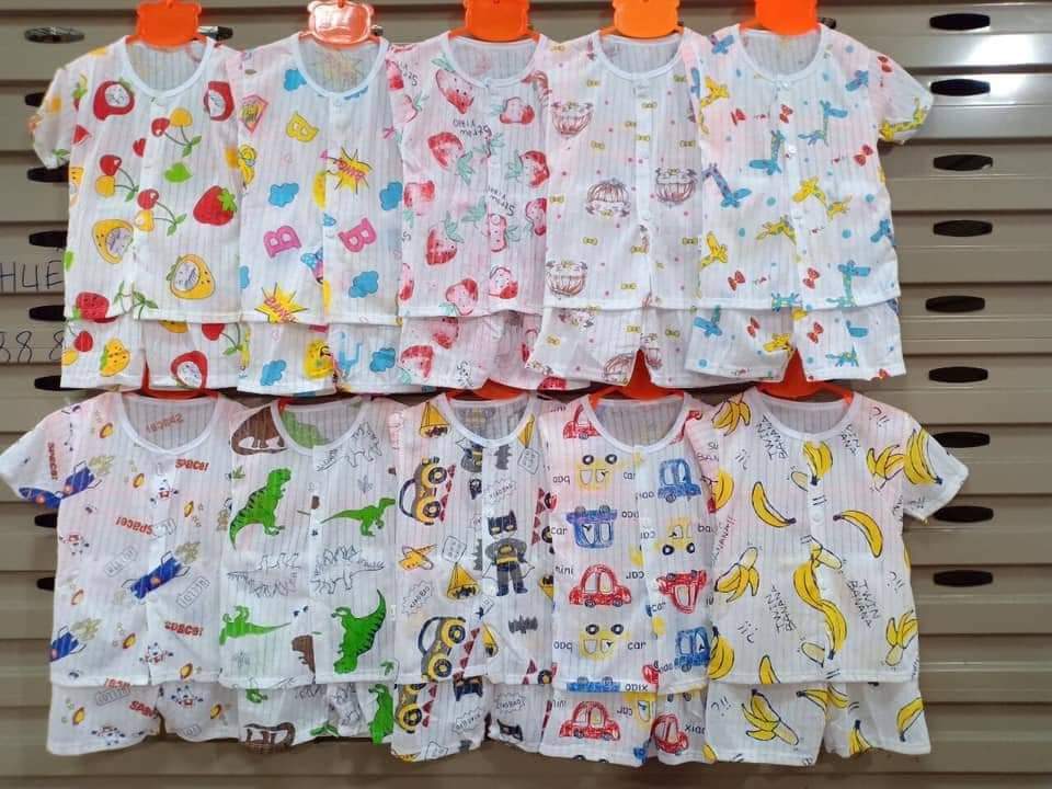 Set 5 Bộ Đồ Tay Ngắn Cotton Giấy Cho Bé Trai/Gái Từ 5-15kg (Giao màu ngẫu nhiên)