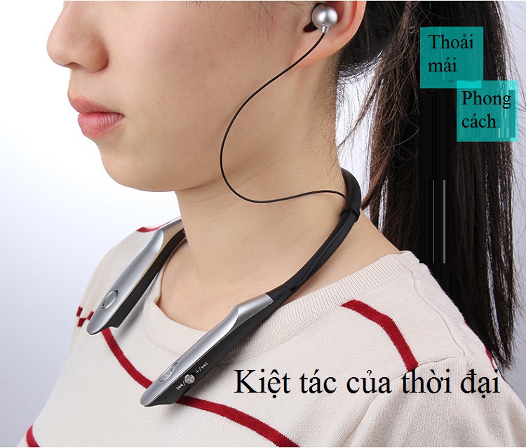Tai Nghe Thể Thao Bluetooth BHS900S, Thiết Kế Đeo Cổ Và Nhét Tai, Âm Thanh Sống Động
