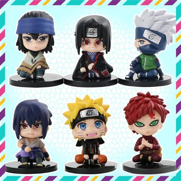 Mô Hình Naruto ChiBi, Bộ 6 Nhân Vật Naruto, Kakashi, Itachi, Sasuke, Garaa, Siêu Đẹp - Figure Anime Naruto