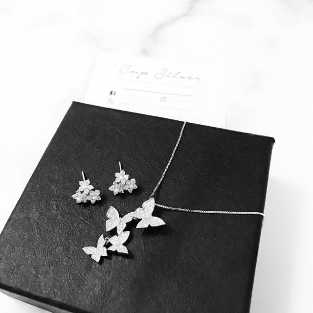 Set khuyên + vòng cổ bướm xinh