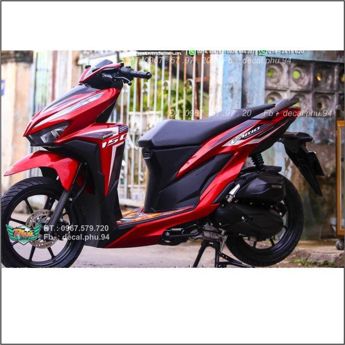 Tem rời Vario Trắng đen dán xe đỏ  -1