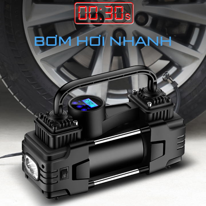 Bơm Lốp ôtô 12V có đồng hồ điện, Bơm hơi ô tô có đồng hồ điện tử chỉ áp suất lốp