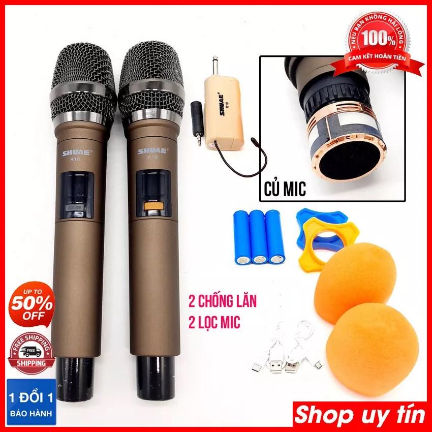 Micro không dây chống hú, Bộ đôi Micro không dây đa năng shuae K10 Hát Hay, Sử Dụng Gia Đình, Quán Hát Karaoke