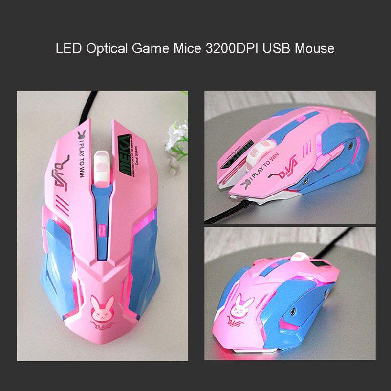 Chất Lượng Cao Cấp Hồng 6 Nút 3200DPI Có Thể Điều Chỉnh Game Thủ Có Dây Công Thái Quang Chuột Máy Tính Cổng USB Dành Cho Máy Tính Xách Tay Máy Tính Xách Tay