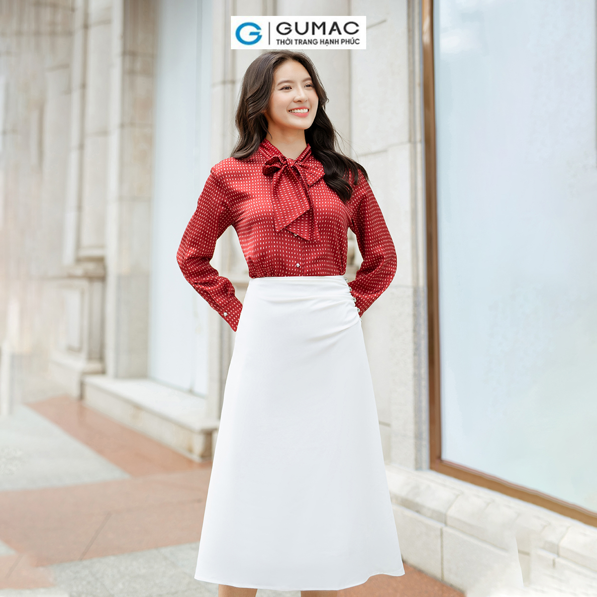 Chân váy A nhún sườn thời thượng sang trọng thời trang GUMAC VD06034