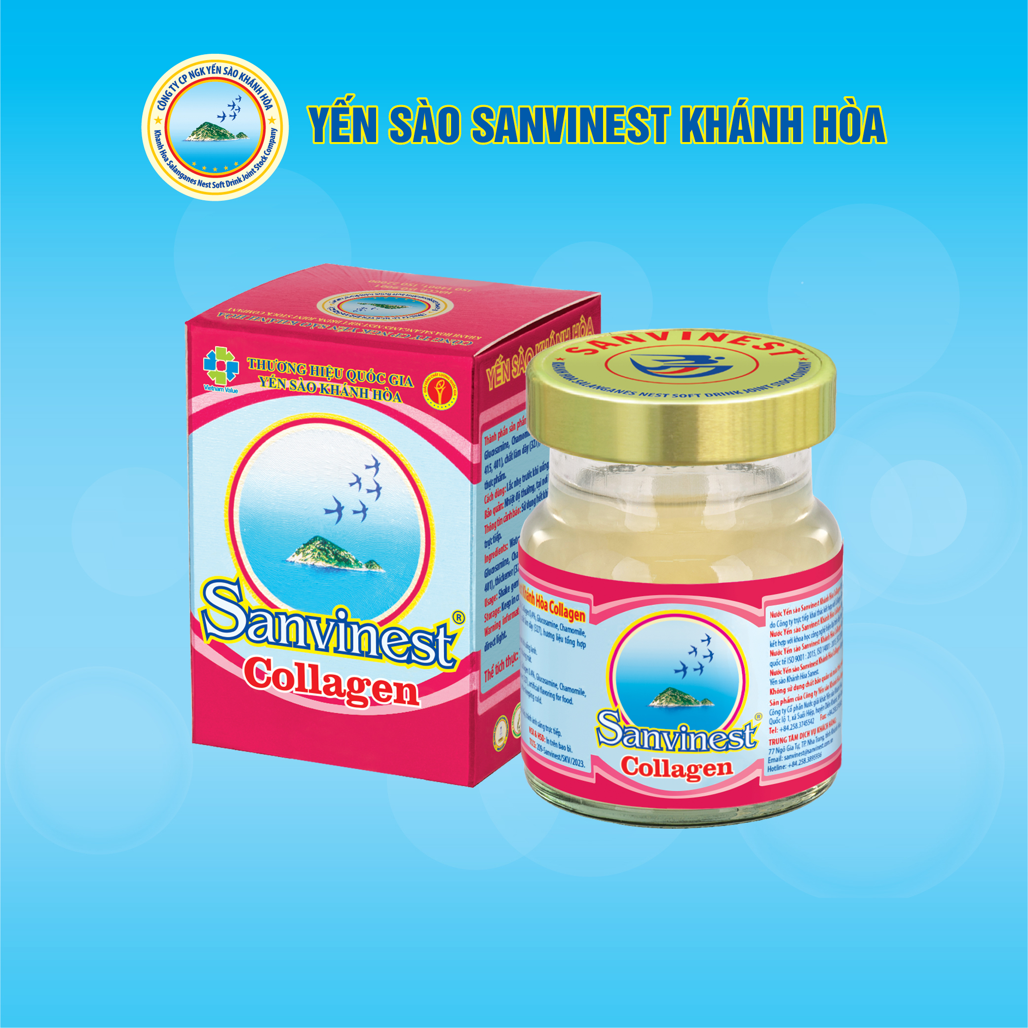 [Hộp 1 lọ] Nước Yến sào Sanvinest Khánh Hòa Collagen - 209