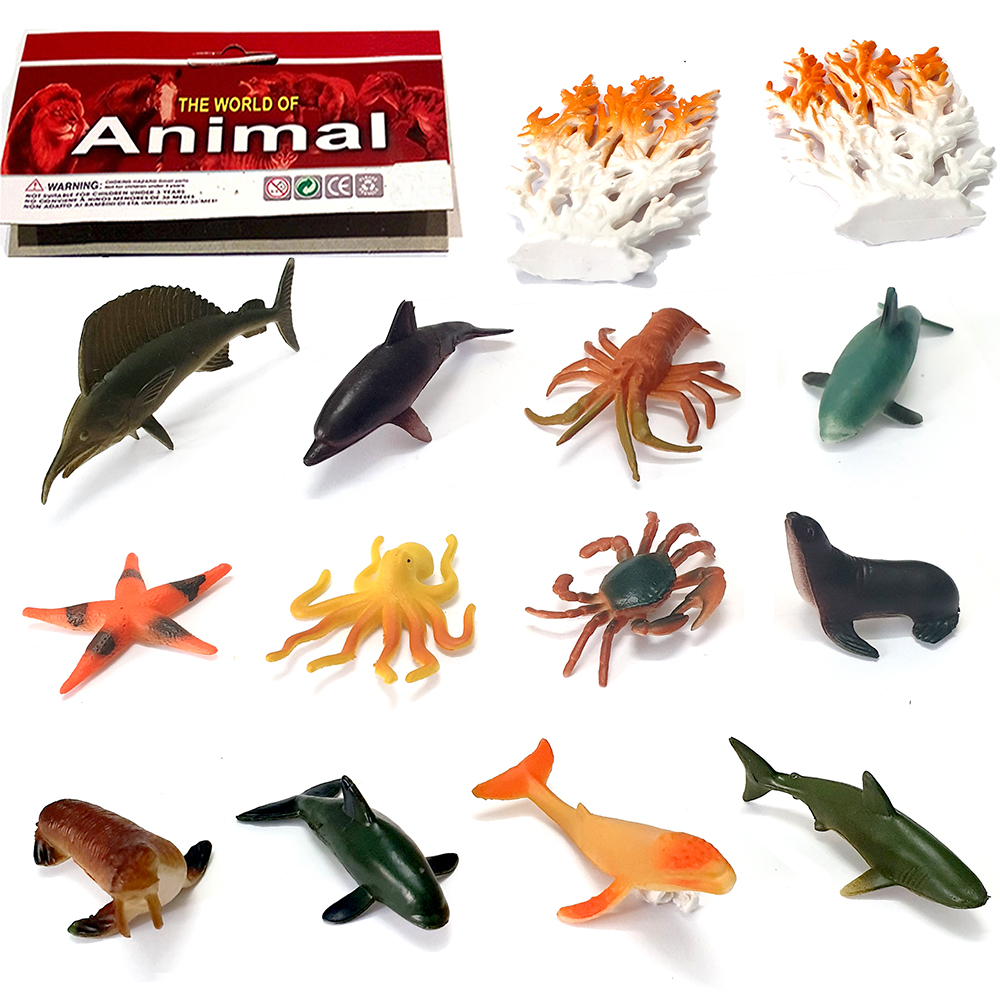 Đồ chơi 12 mô hình Cá Biển sống động Animal World (4-7 cm) cho bé 3 tuổi