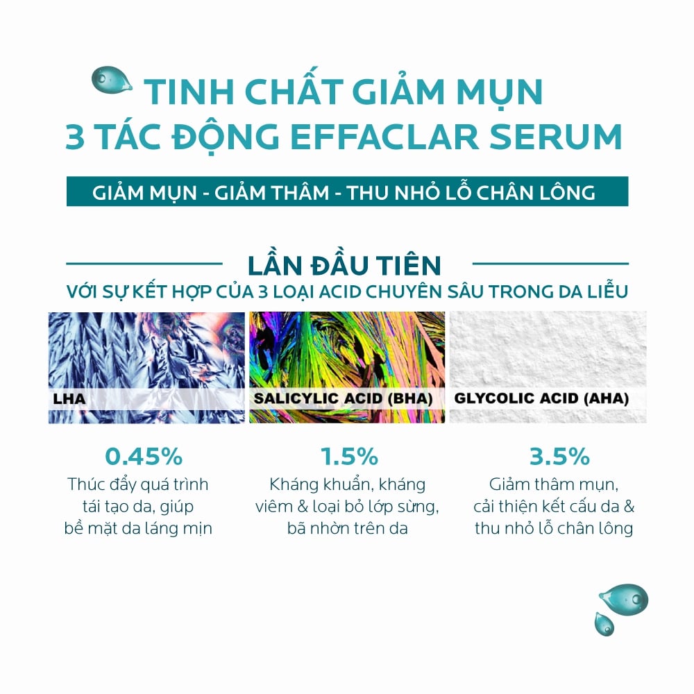 Tinh chất hỗ trợ giảm mụn giảm thâm và tái tạo da 3 tác động La Roche-Posay Effaclar Serum (30ml) + Móc Khóa