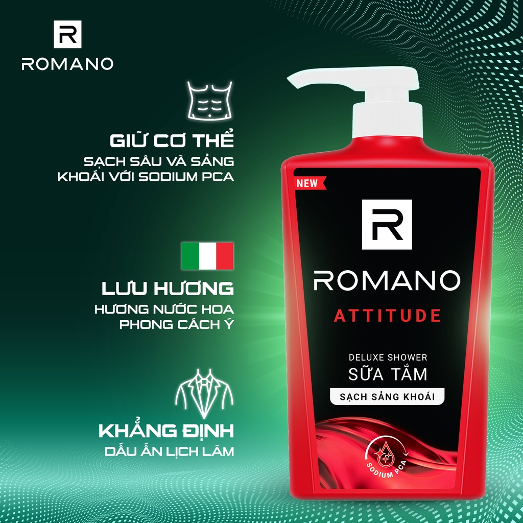 Combo Dầu gội và Sữa tắm cao cấp Romano Attitude 650g/chai