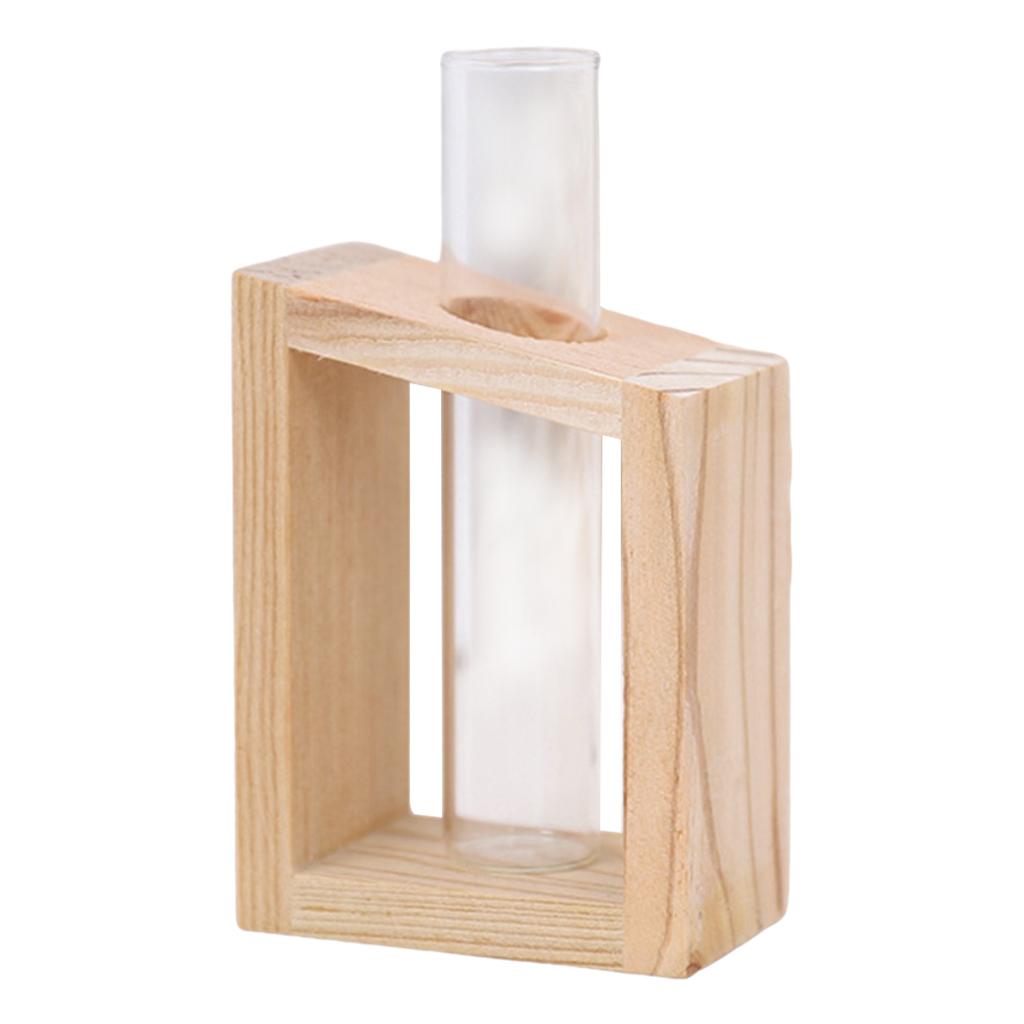 Tabletop Planter Flower Bud Vase Desktop Glass Terrarium Wooden Stand Test Tube Vase for Propagating Hydroponic Plants Home Garden Wedding Decoration