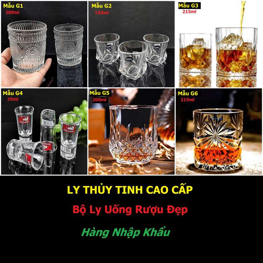 Bộ Ly Uống Rượu Thủy Tinh – 6 mẫu lựa chọn - Bộ Ly Rượu Đẹp siêu trong