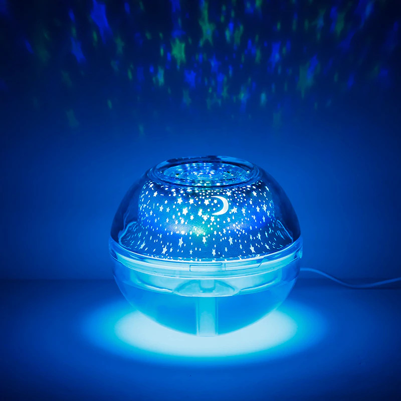 Đèn Chiếu Sáng Ban Đêm Nhiều chế độ màu Và Khuếch tán tinh dầu, Tạo Độ Ẩm USB Crystal Night Light Projection Humidifier 500ml