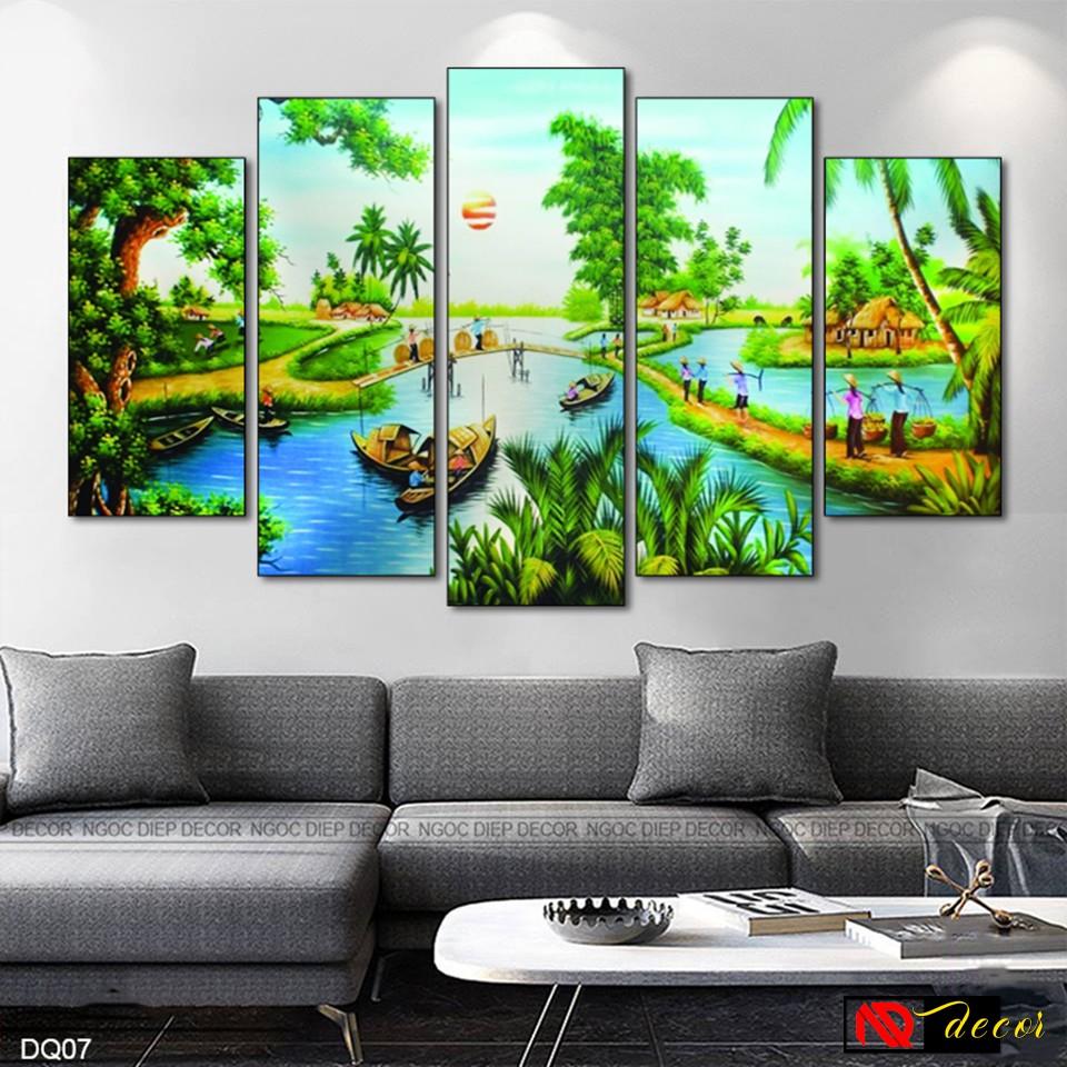 Bộ tranh treo tường phong thủy trang trí nội thất đẹp và giá gốc tại xưởng mới nhất thị trường ĐL 63 đồng quê xưa