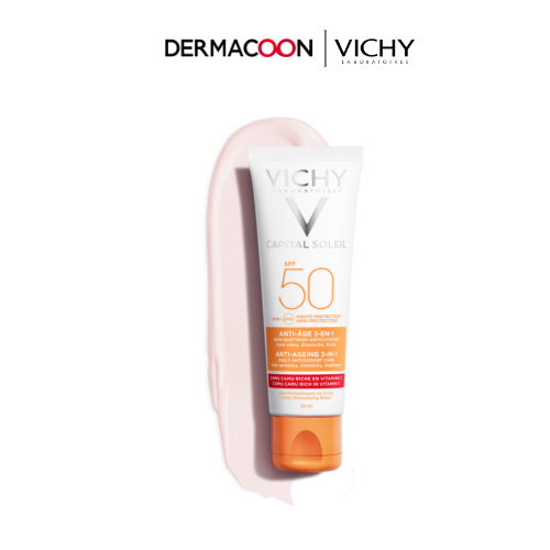 Kem Chống Nắng Bảo Vệ, Giảm Lão Hóa Vichy Capital Soleil 3in1 Anti-Aging SPF50 50ml