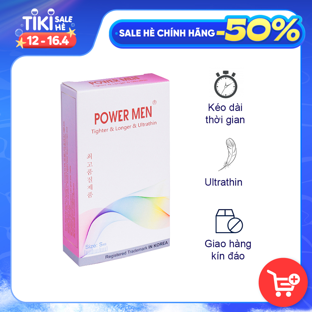 Bao cao su Ôm sát Siêu mỏng Powermen Kéo dài thời gian quan hệ cho Nam ( Size 49mm)