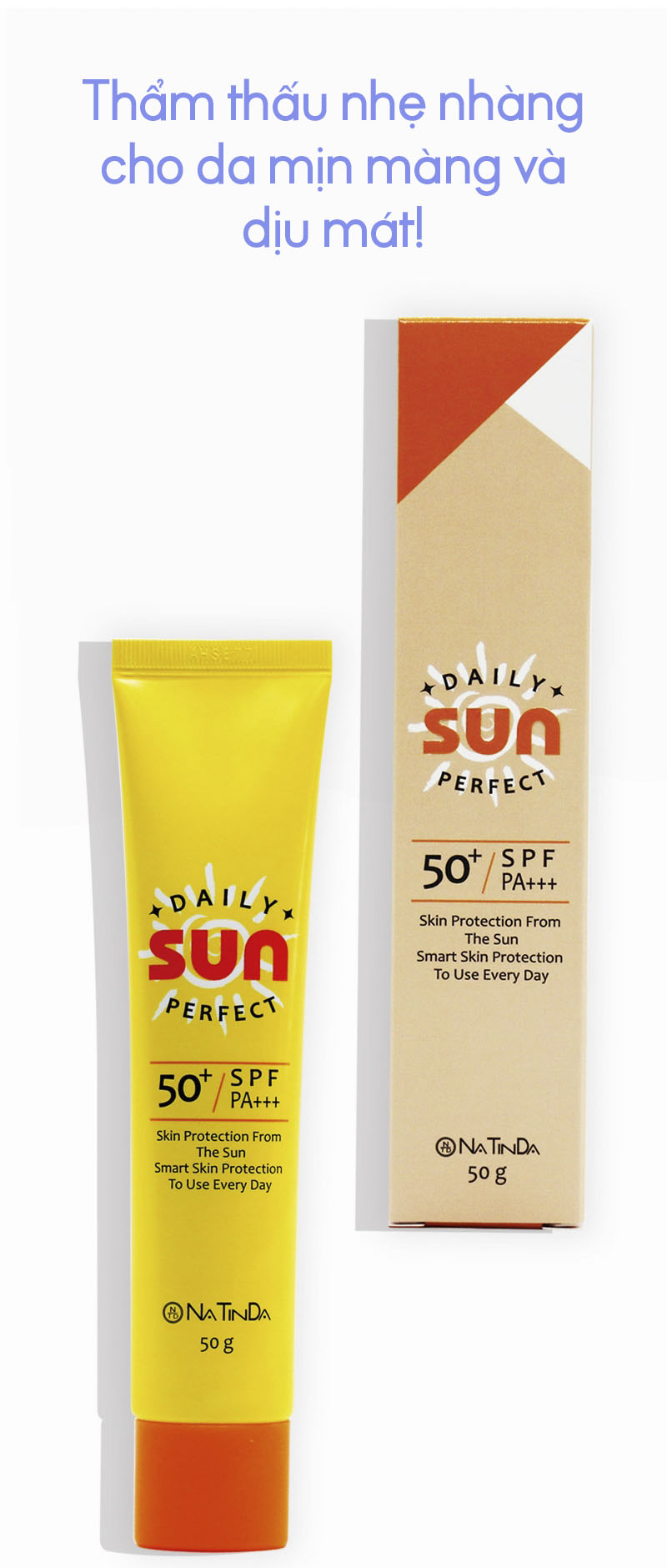 Kem Chống Nắng UVA+ UVB SPF50+PA+++ Natinda Daily Perfect Sun Cream