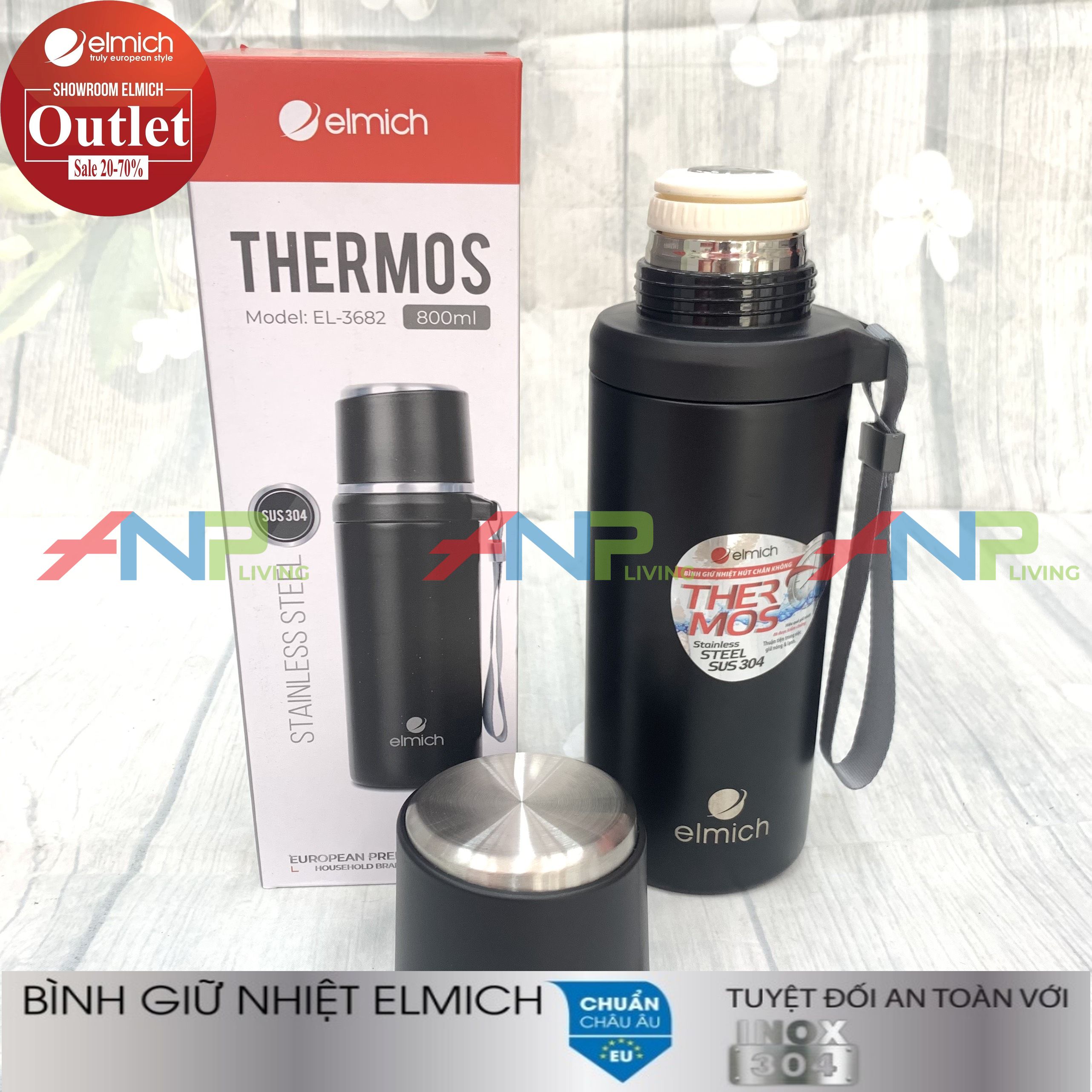 Bình Giữ Nhiệt Inox 304 Nóng 8h Lạnh 12h ELMICH El3682 800ml