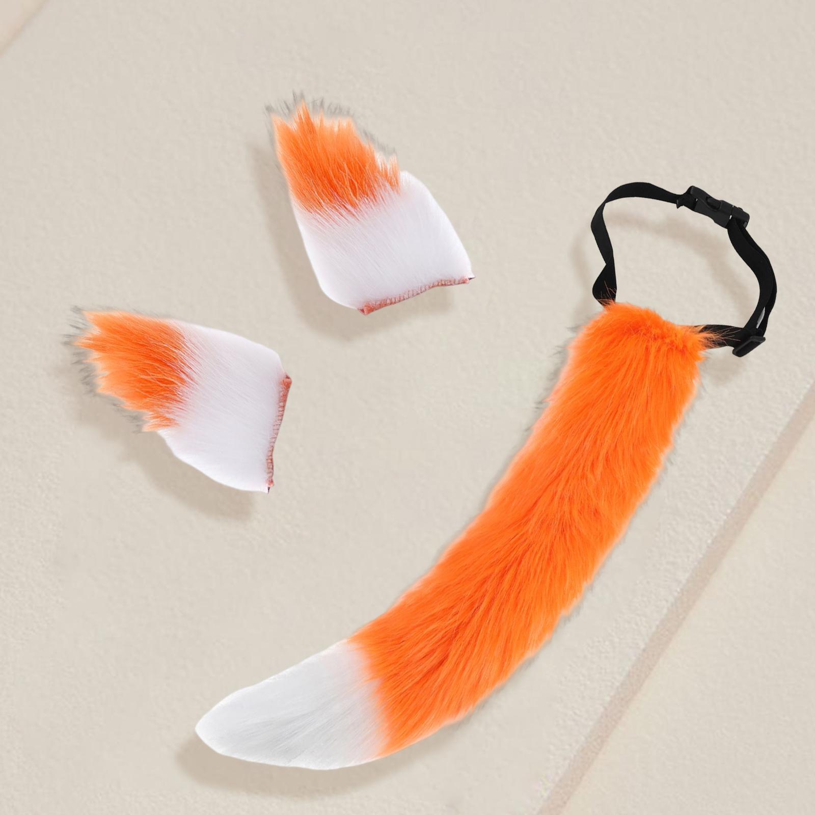 Fox Ears Tail Cosplay Props Hair Clips Attractive for Halloween