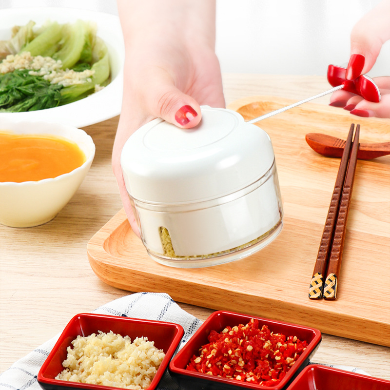 Máy Xay Tỏi Ớt Cầm Tay Mini Food Chopper- Dụng Cụ Xay Tỏi, Ớt Dây Rút Tiện Lợi