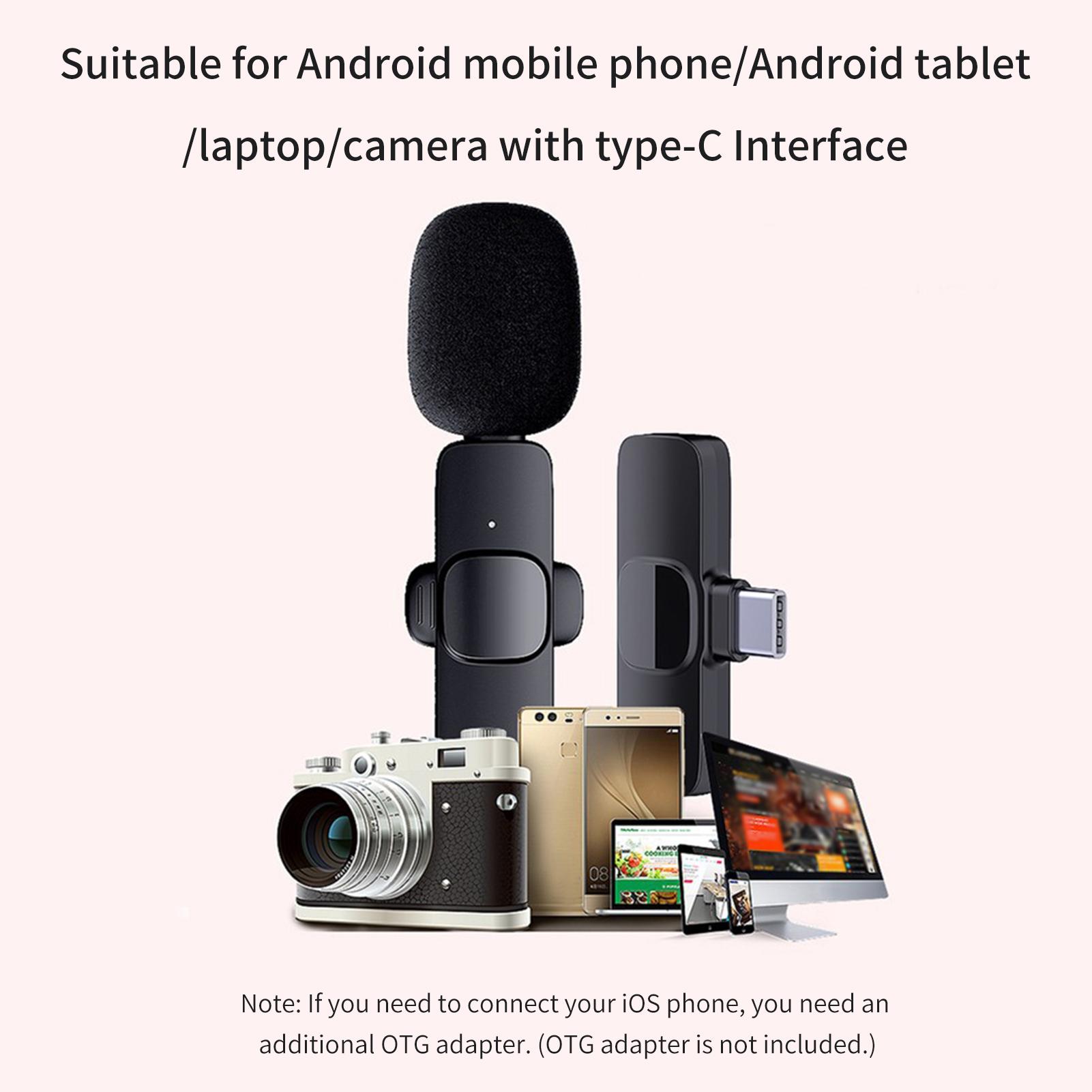 Mini Wireless Lavalier Microphone 360° Omnidirectional Lapel Mic Noise Reduction for Live Streaming Video Online Class