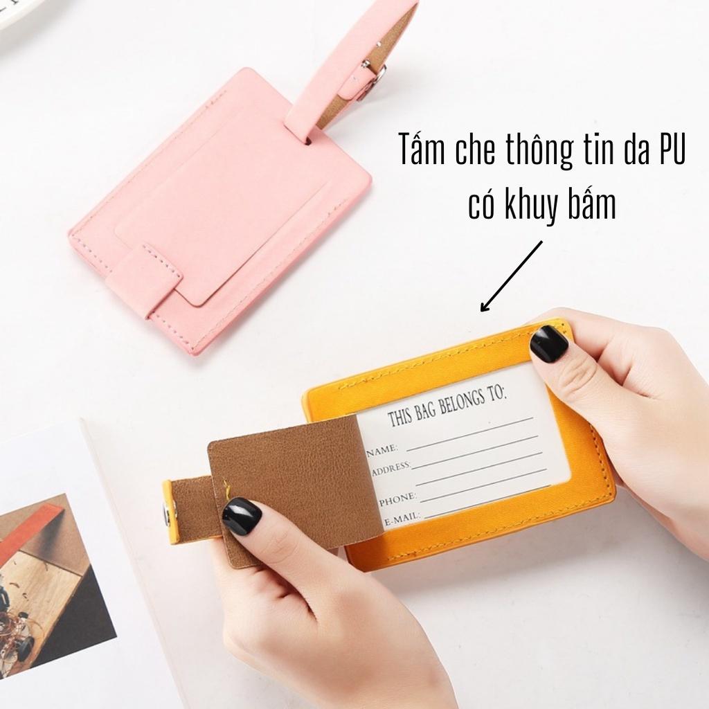 Thẻ name tag hành lý du lịch gắn vali balo chất liệu da PU cao cấp, thiết kế thời trang, chống nước TAG04