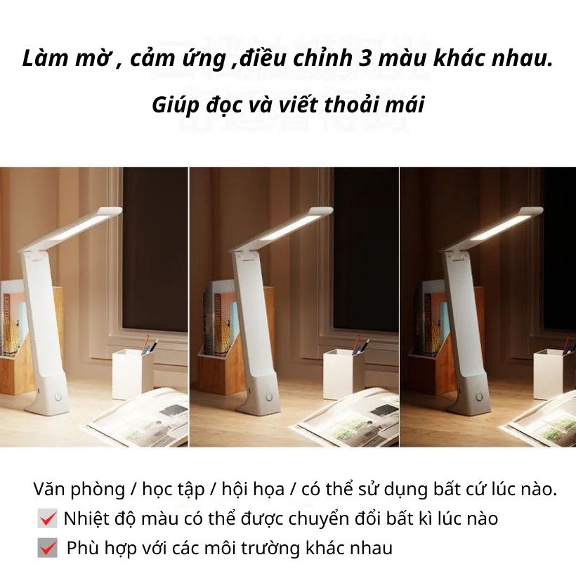 Đèn Học Để Bàn LED Chống Cận Thị, 3 Chế Độ Làm Việc, Học Tập , Máy Tính , Cảm Ứng Tích Điện Thông Minh