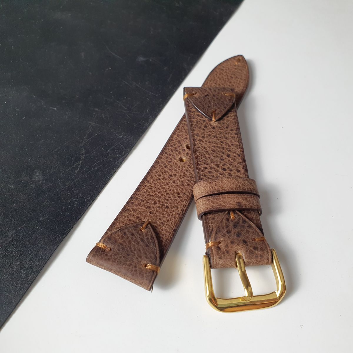 Dây đồng hồ nam thủ công dây da bò sáp AL115 CAM KẾT CHẤT LƯỢNG - Y HÌNH - BH 3 năm Size 20/Size 22