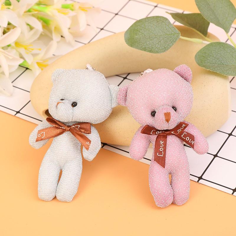 Móc khóa gấu bông teddy kim tuyến treo balo, túi xách, điện thoại