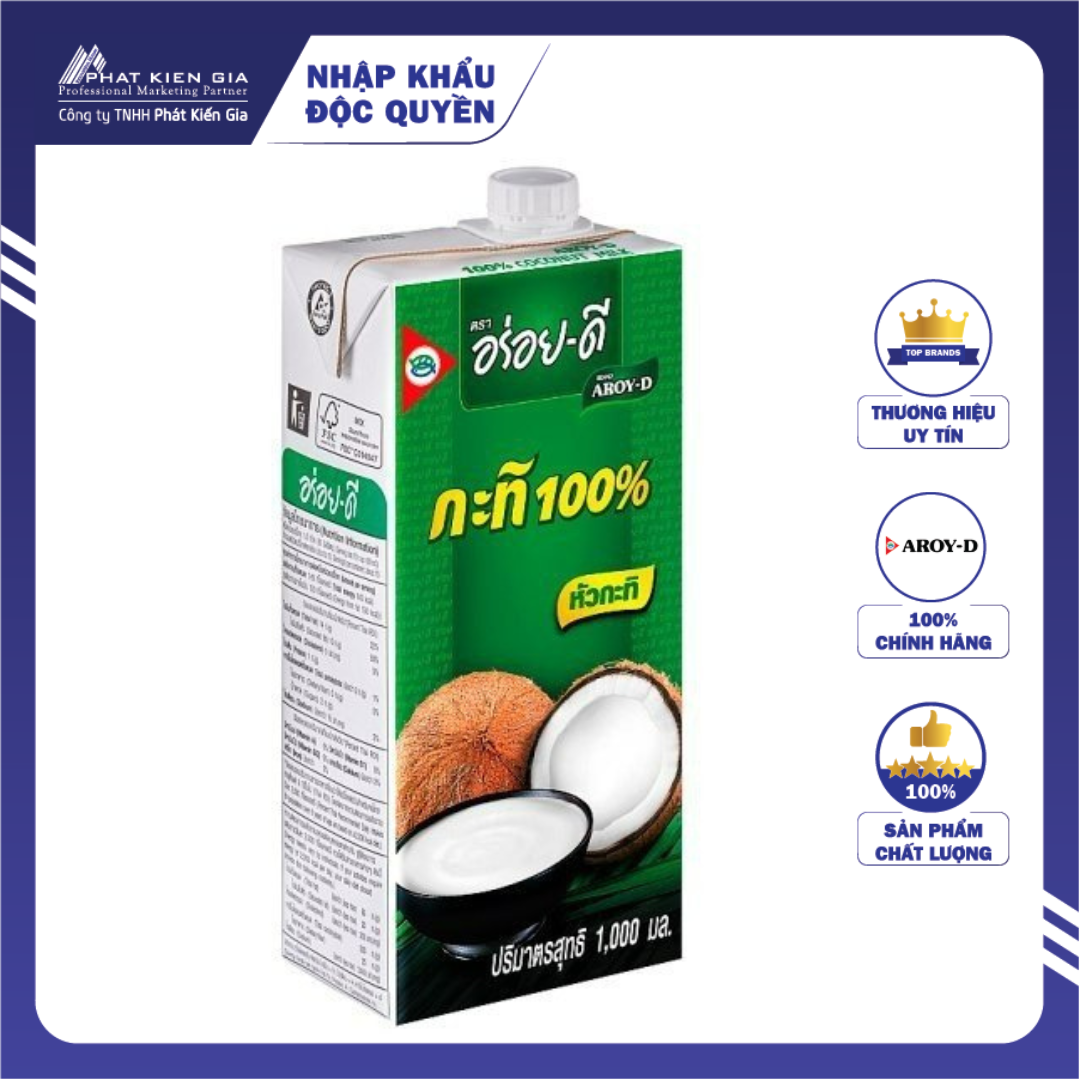 Nước Cốt Dừa Hộp Giấy Aroy-D 1L (Thái Lan) - Date 08/09/2024