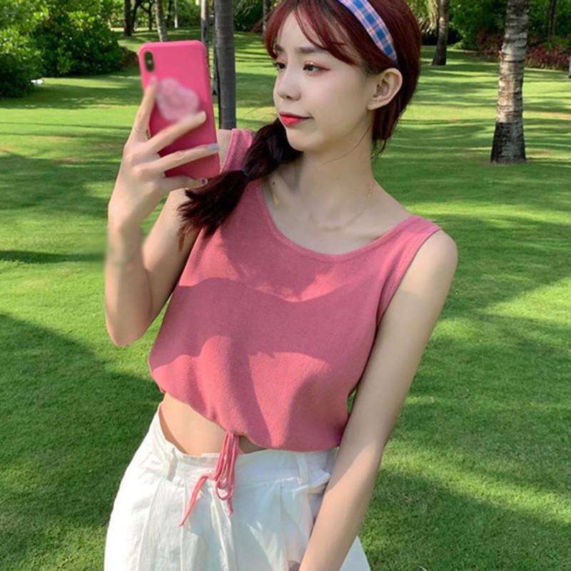 Áo Tank Top Thiết Kế Dây Rút Xinh Xắn Cho Nữ