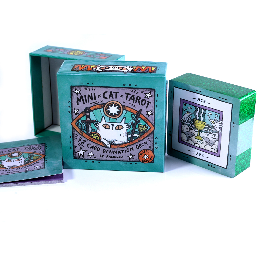  [Mạ Cạnh Size Gốc] Bộ Bài Mini Cat Tarot 78 Lá Bài Tặng Đá Thanh Tẩy