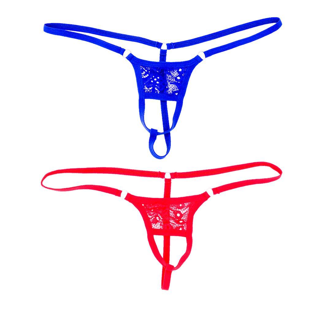 2Pcs Men's Open Front Breathable G-String Underwear Pouch Brief Thong