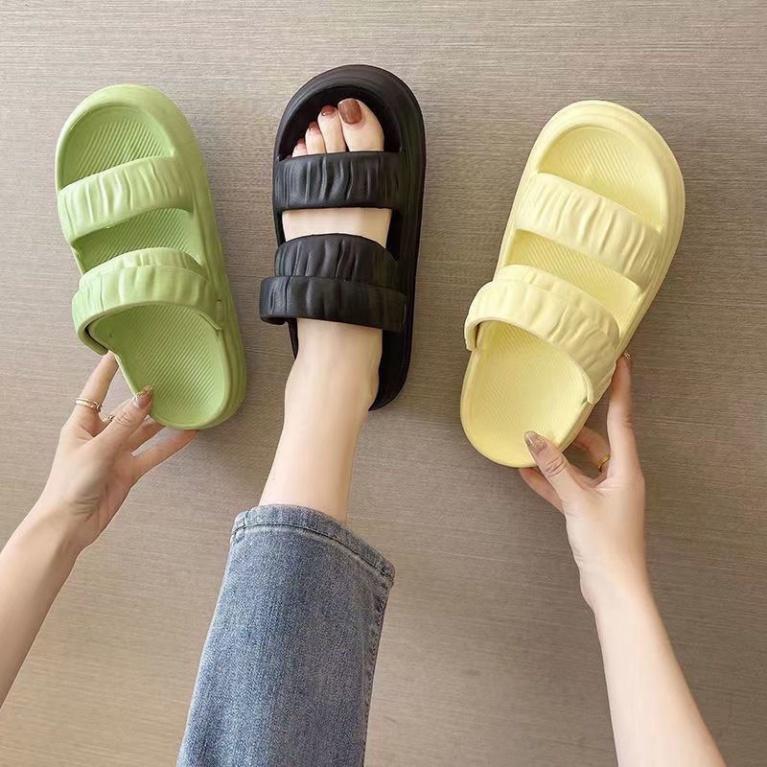 Dép Sandal nữ đế cao 4cm đi mưa chống trơn trượt, dép quai hậu nữ quai ngang đi học - DL165 - Đen