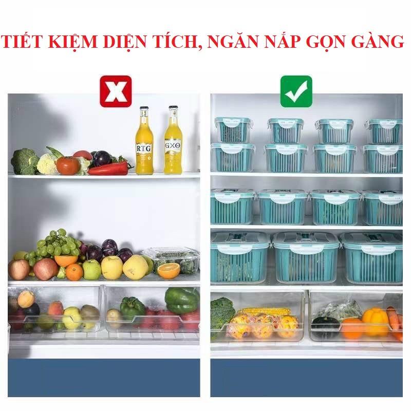 BỘ 5 HỘP ĐỰNG ĐỒ, THỰC PHẨM TỦ LẠNH 2 NGĂN CÓ NẮP ĐẬY CAO CẤP