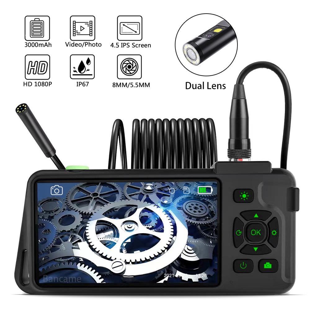 Industrial Endoscope Digital Boroscope Camera HD1080P 4.5 " IPS Screen IP67 Waterproof Dual&Triple Lens For Car Pipe Inspection