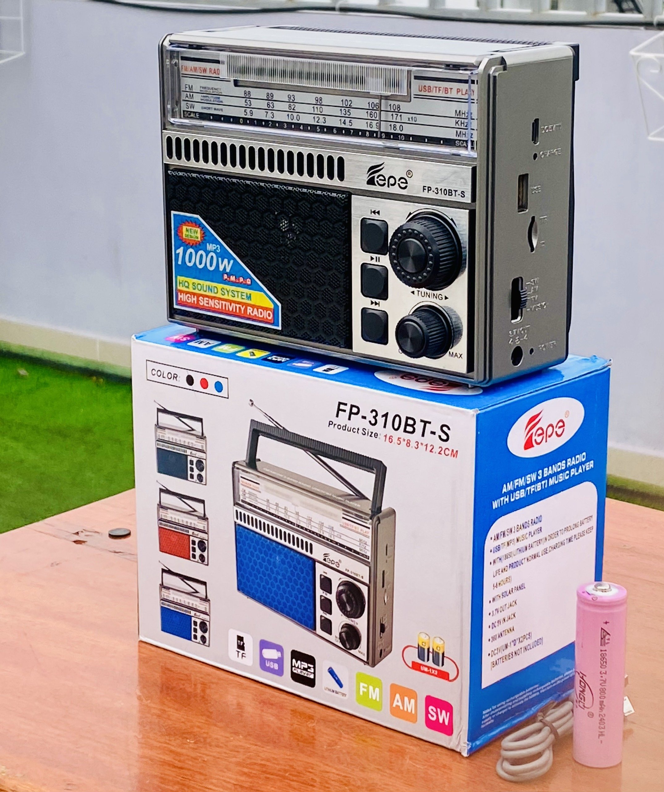 Đài radio 310BT Chất Lượng Tốt Am/Fm/Sw Đa Chức Năng Radio Với USB/Khe Cắm SD -kết nôi Bluetooth -tích hợp pin sạc-Hàng Chính Hãng