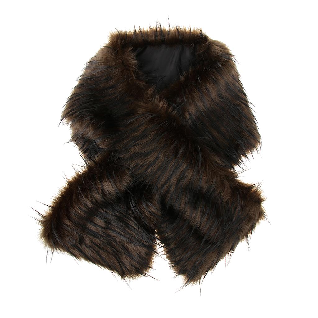 Lady Winter Faux Fur Scarf Neck Warmer Wraps Large Collar Shawl Stole Warm