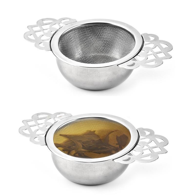Reusable 304 Stainless Mesh Herbal Ball Tea Spice Strainer Teakettle Locking Lace Tea Filter Infuser Spice Kitchen Accessories