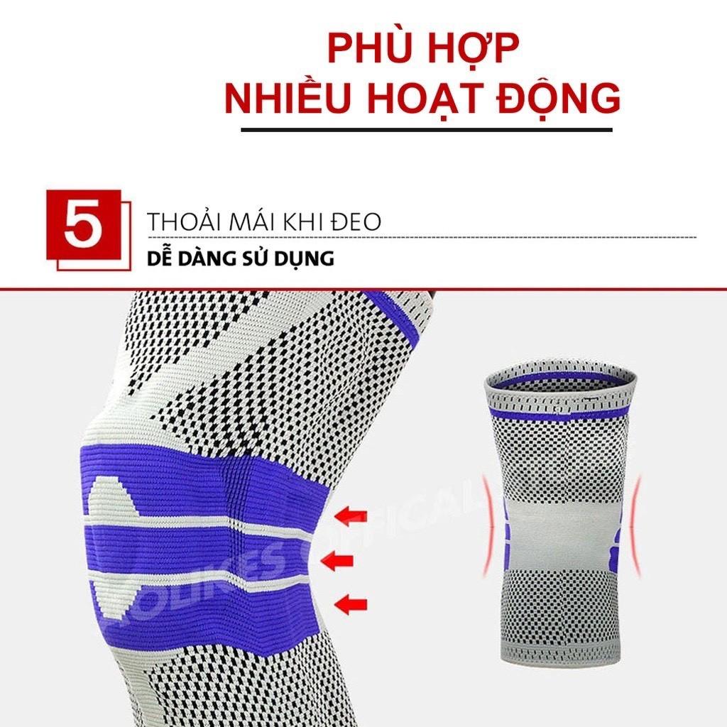 Băng gối,Bó gối thể thao có đệm Silicon Cao cấp bảo vệ khớp gối, có 2 Lò Xo trợ lực hỗ trợ vận động