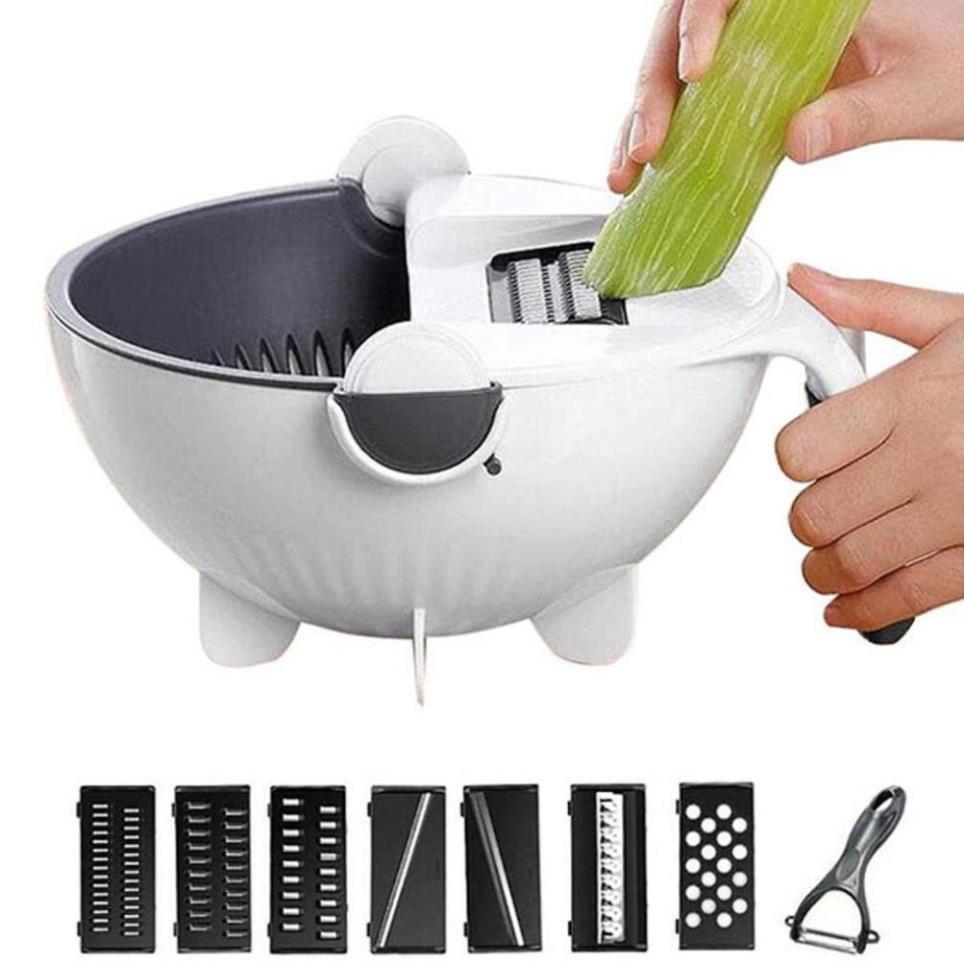Dụng Cụ Cắt Thái Rau Củ Kèm Rổ Xoay Tiện Dụng 9 trong 1