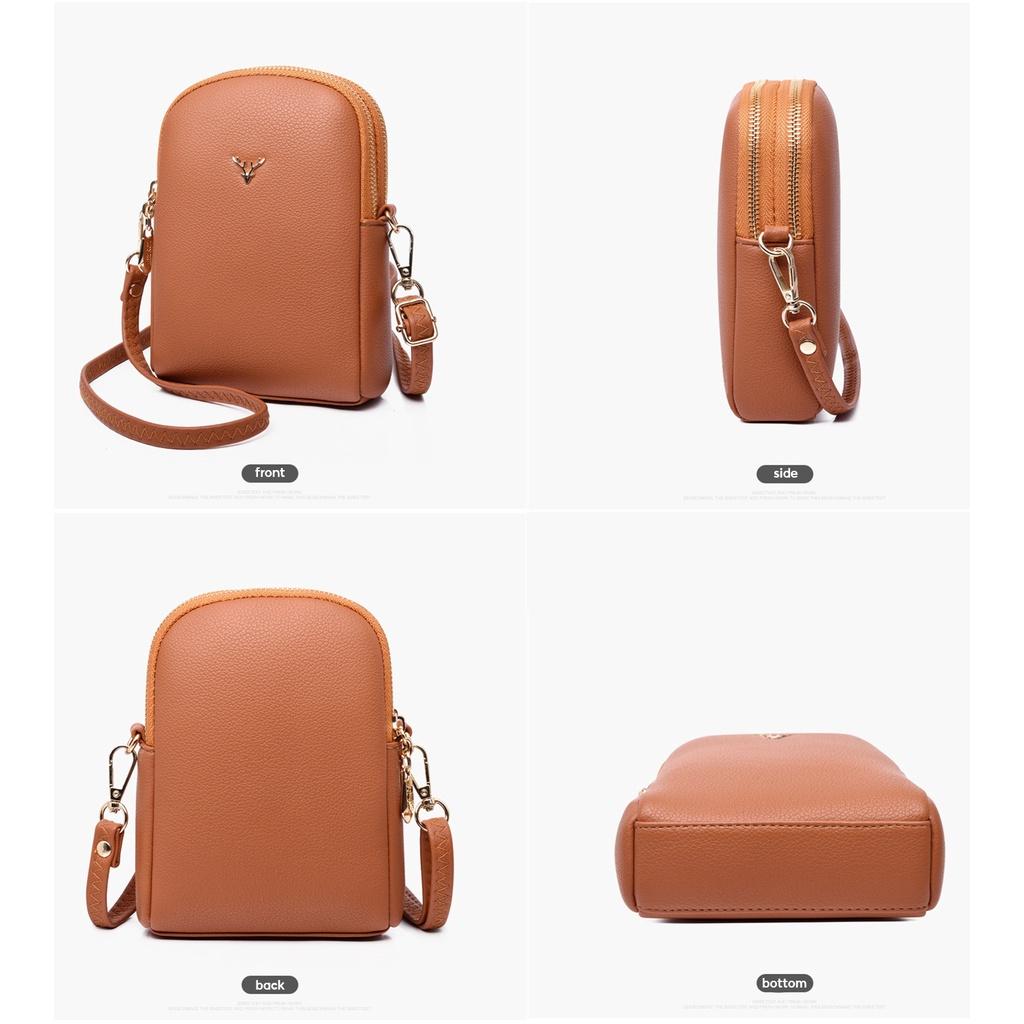 Túi đựng điện thoại nữ da mềm kèm dây đeo chéo nhiều màu họa tiết vintage thời trang Y2689