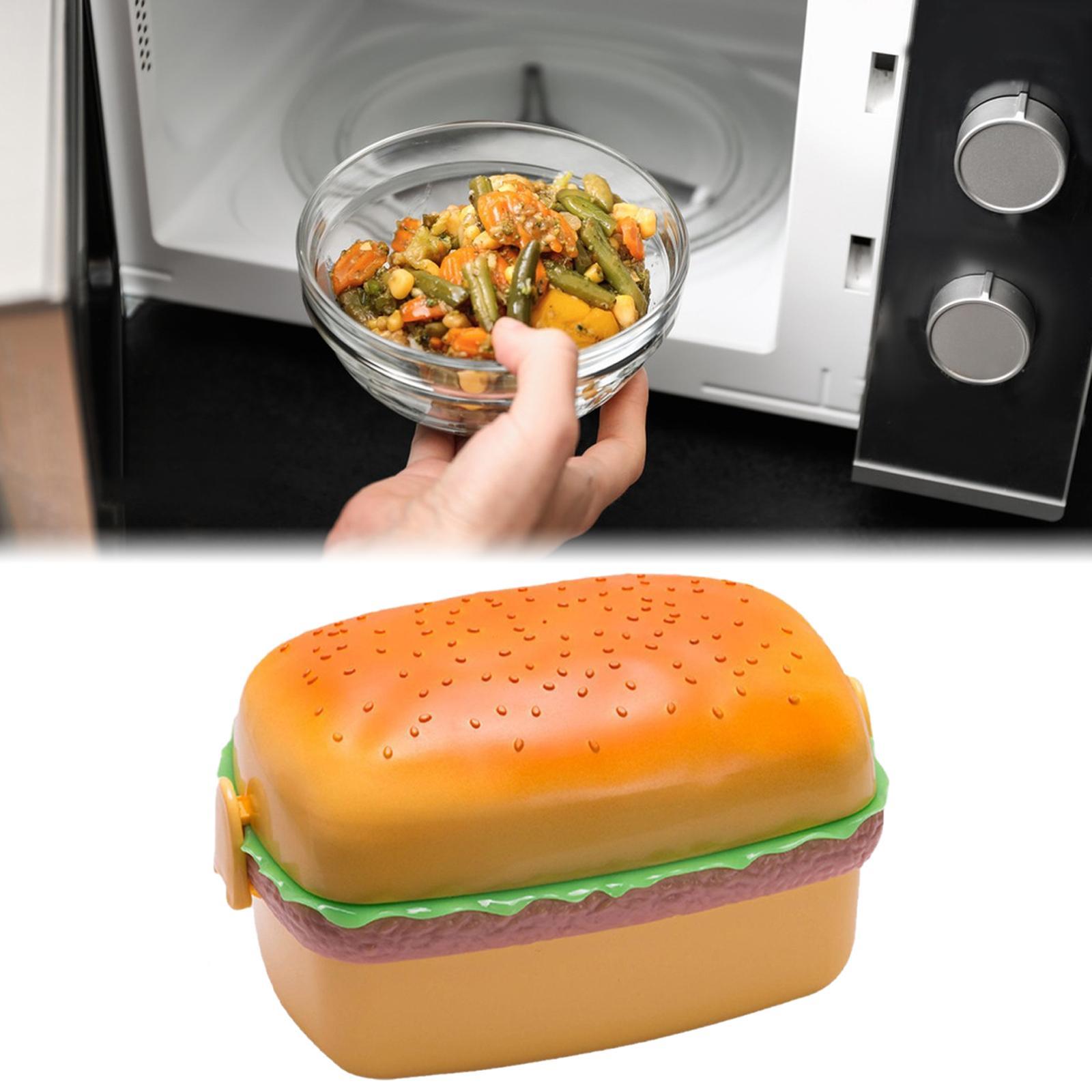 Hamburger Shaped Bento Box Microwave Lunch Box for Hot or Cold Food Storage