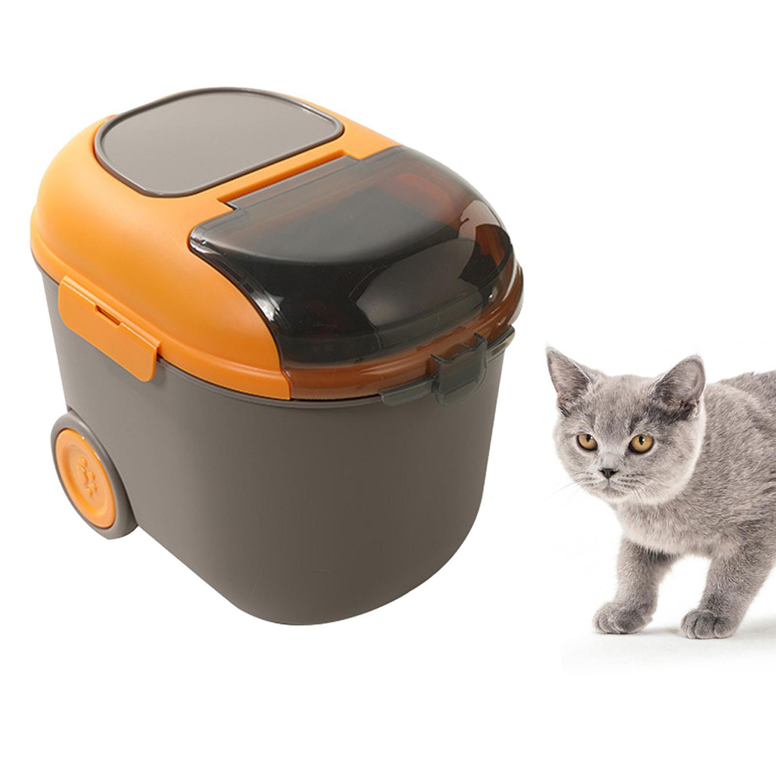 Pet Food Storage Cat Food Bucket Dry Transparent Lid Container for Dog grey