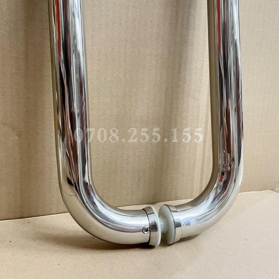 Tay nắm cửa kính cường lực chữ D inox 304 (tim lỗ 275mm, 300mm, 400mm)